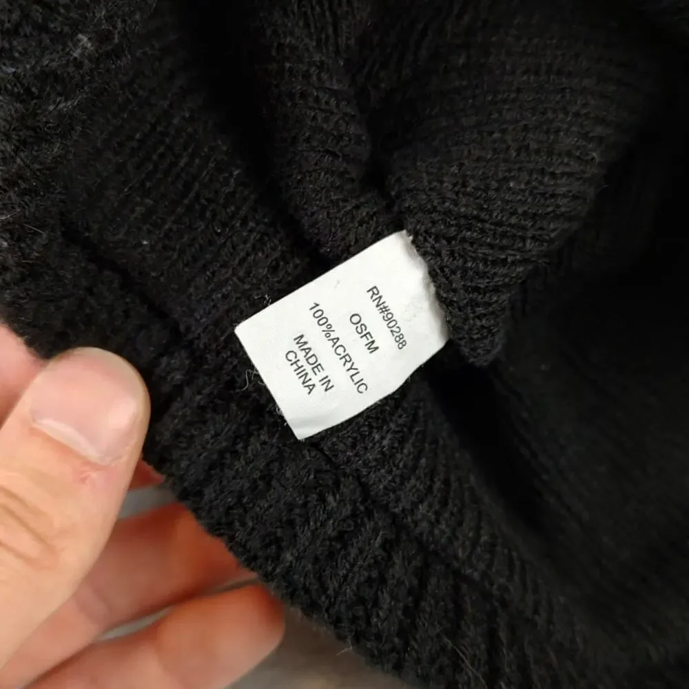 Adidas black knit ribbed winter skull cap beanie unisex OSFM